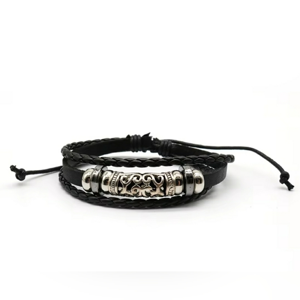 Black and Silver Braided Bracelet